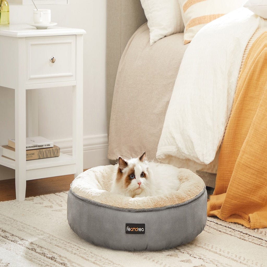 Feandrea Indoor Dog Bed FEANDREA 50cm Dog Sofa Bed Round Shape Fabric Light Grey