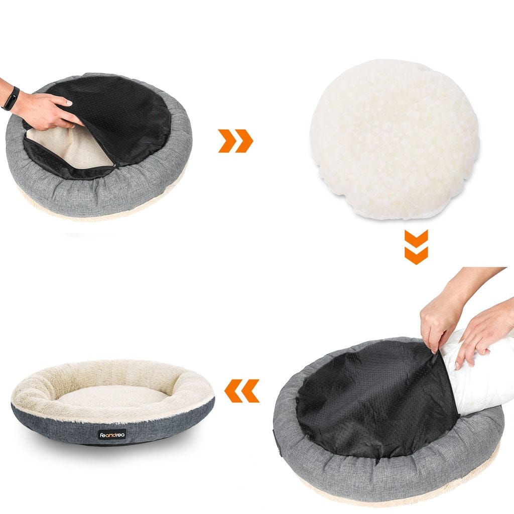 Feandrea Indoor Dog Bed FEANDREA 55cm Dog Sofa Bed Round Shape Fabric Grey