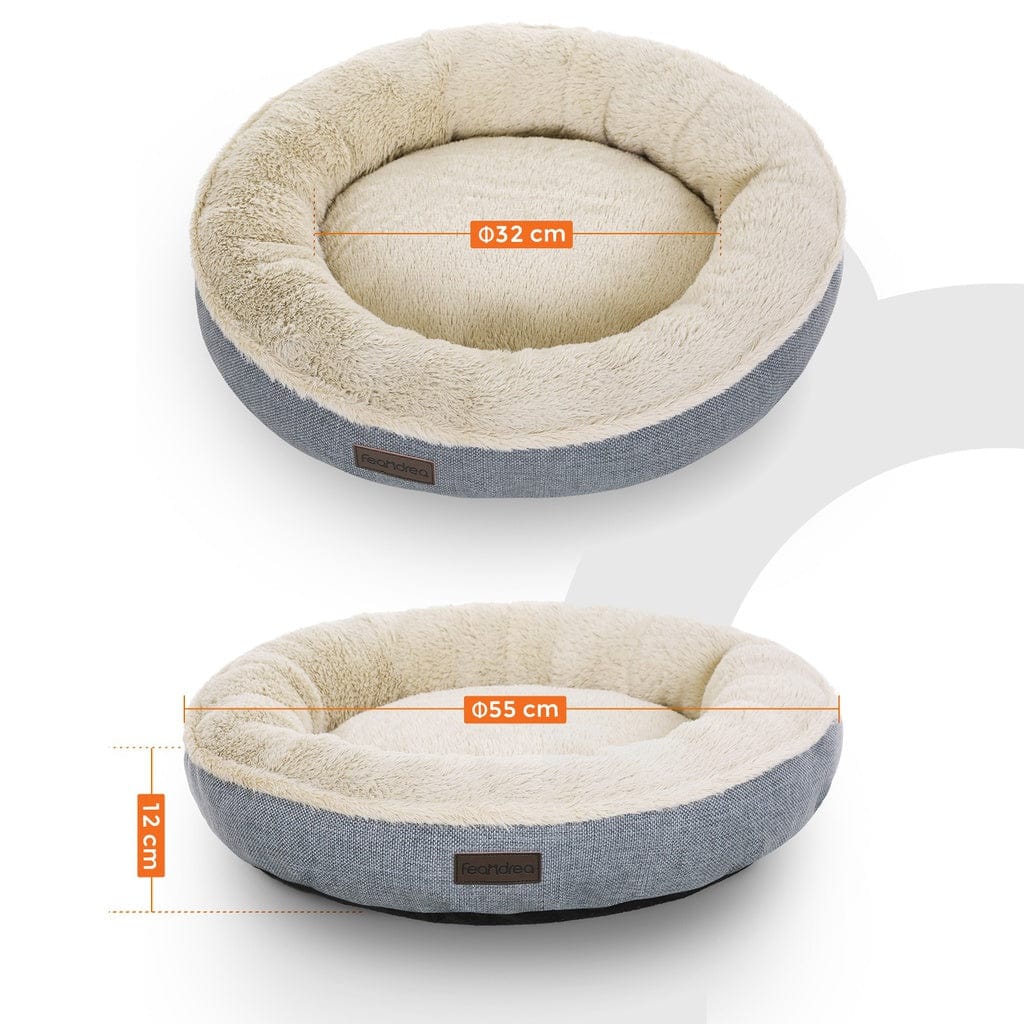 Feandrea Indoor Dog Bed FEANDREA 55cm Dog Sofa Bed Round Shape Fabric Grey