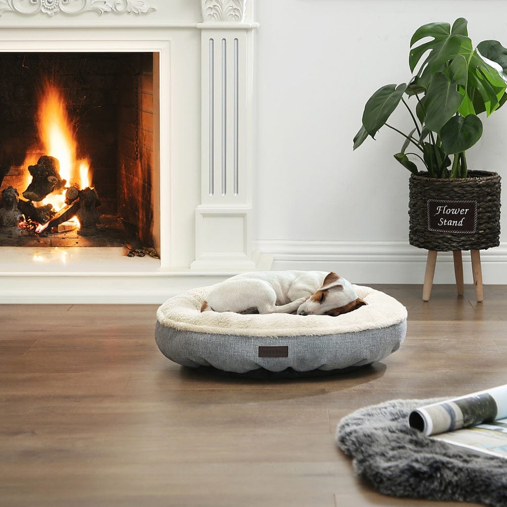 Feandrea Indoor Dog Bed FEANDREA 55cm Dog Sofa Bed Round Shape Fabric Grey