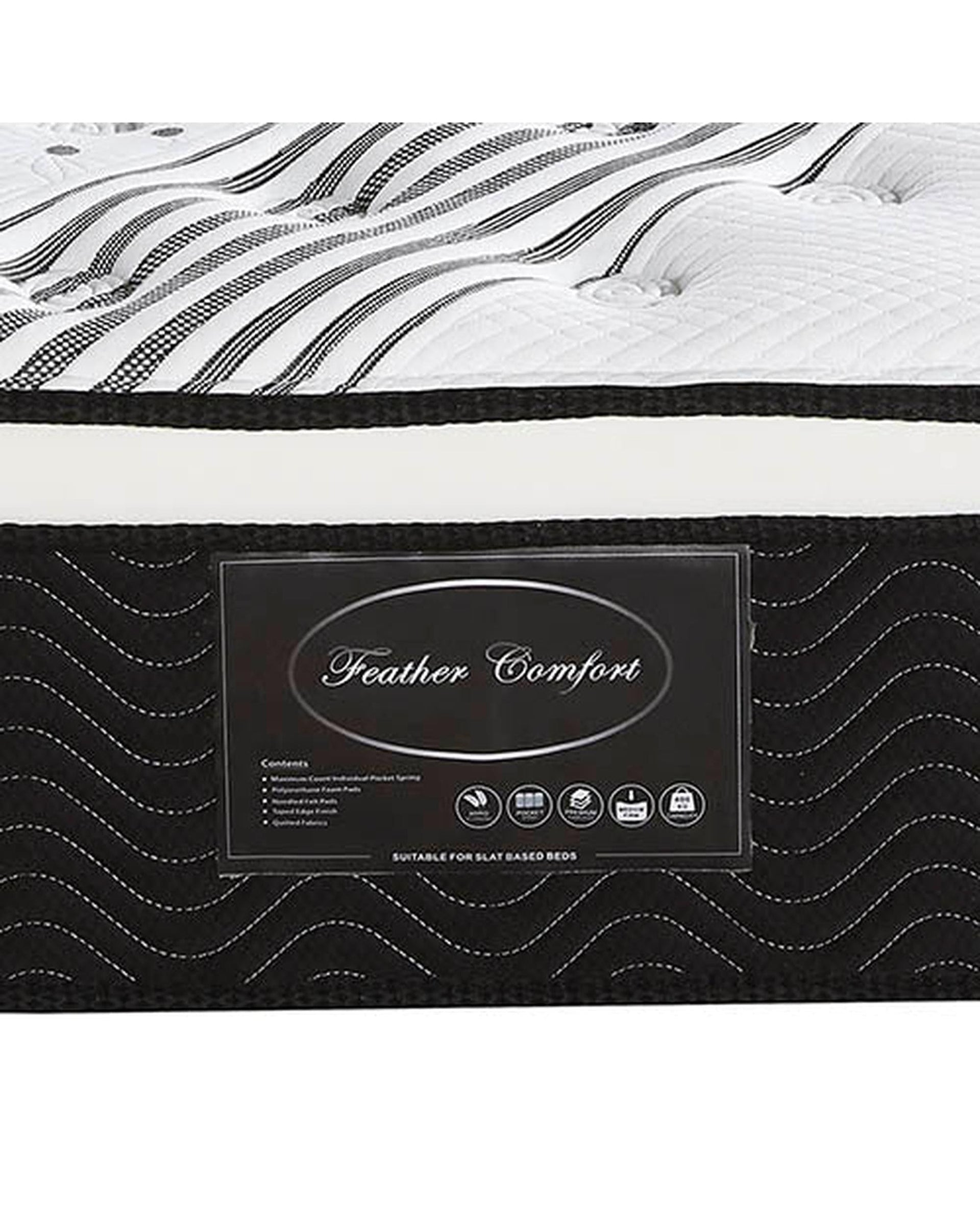 Feather Comfort Mattresses Exclusive Latex Euro Top Individual Pocket Spring Medium Firm 33cm Thick Queen Mattress