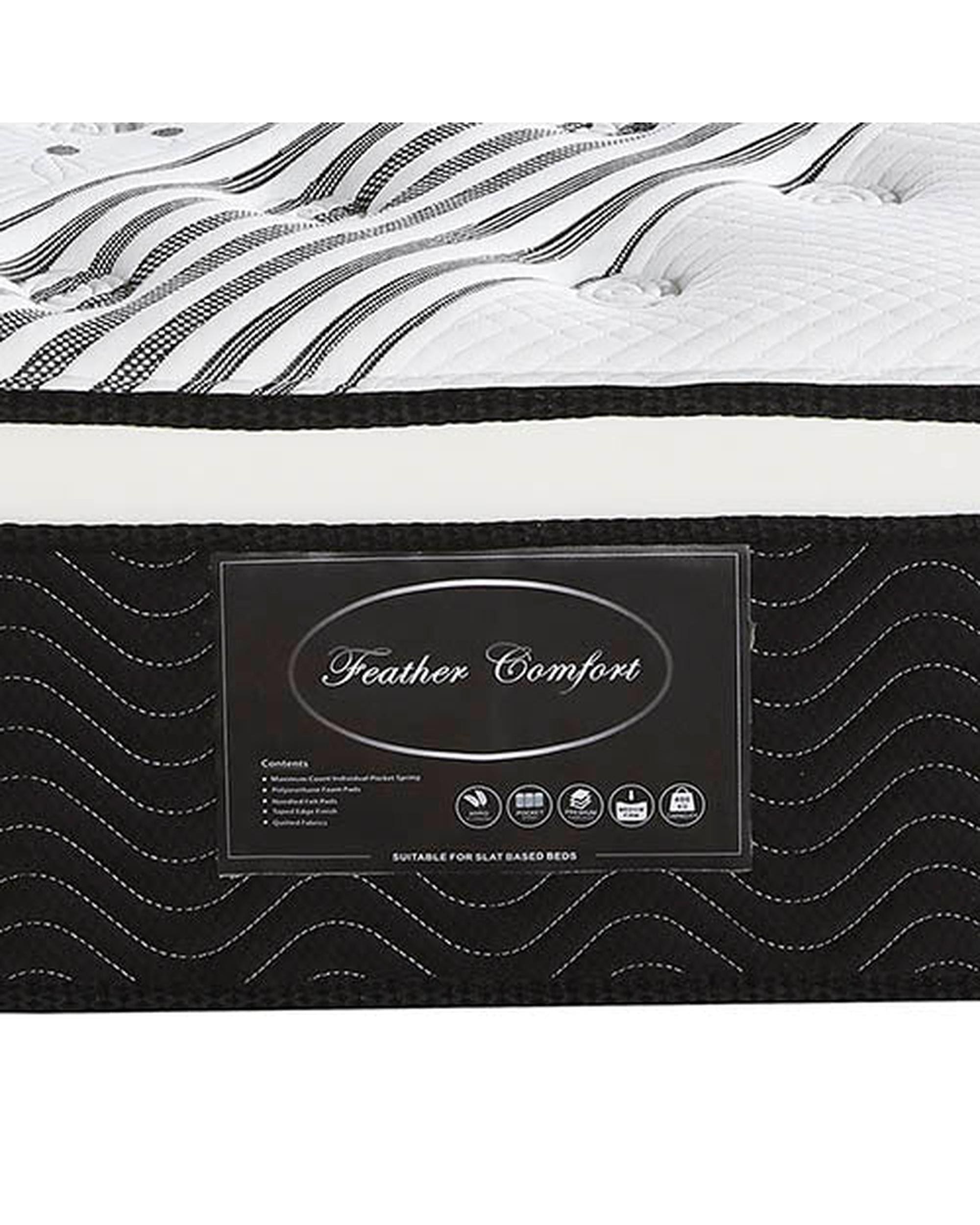 Feather Comfort Mattresses Exclusive Latex Euro Top Individual Pocket Spring Medium Firm 33cm Thick Queen Mattress