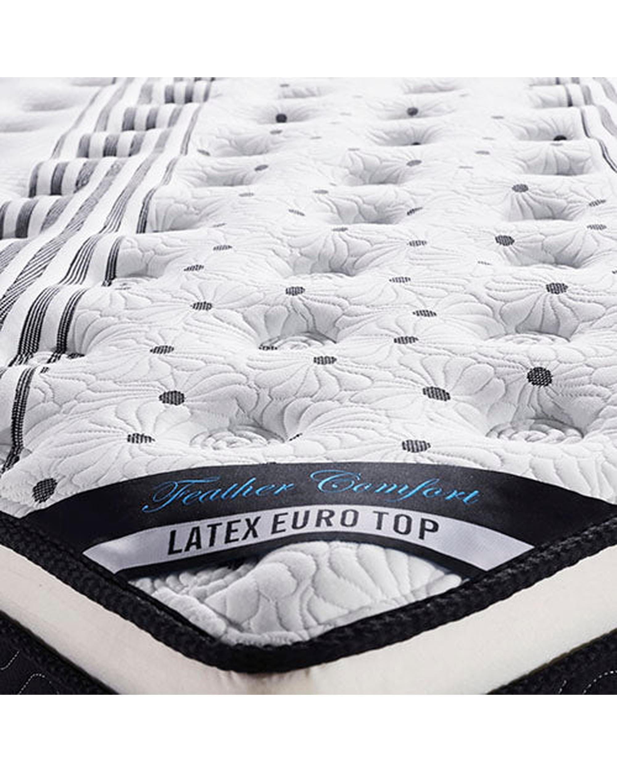 Feather Comfort Mattresses Exclusive Latex Euro Top Individual Pocket Spring Medium Firm 33cm Thick Queen Mattress