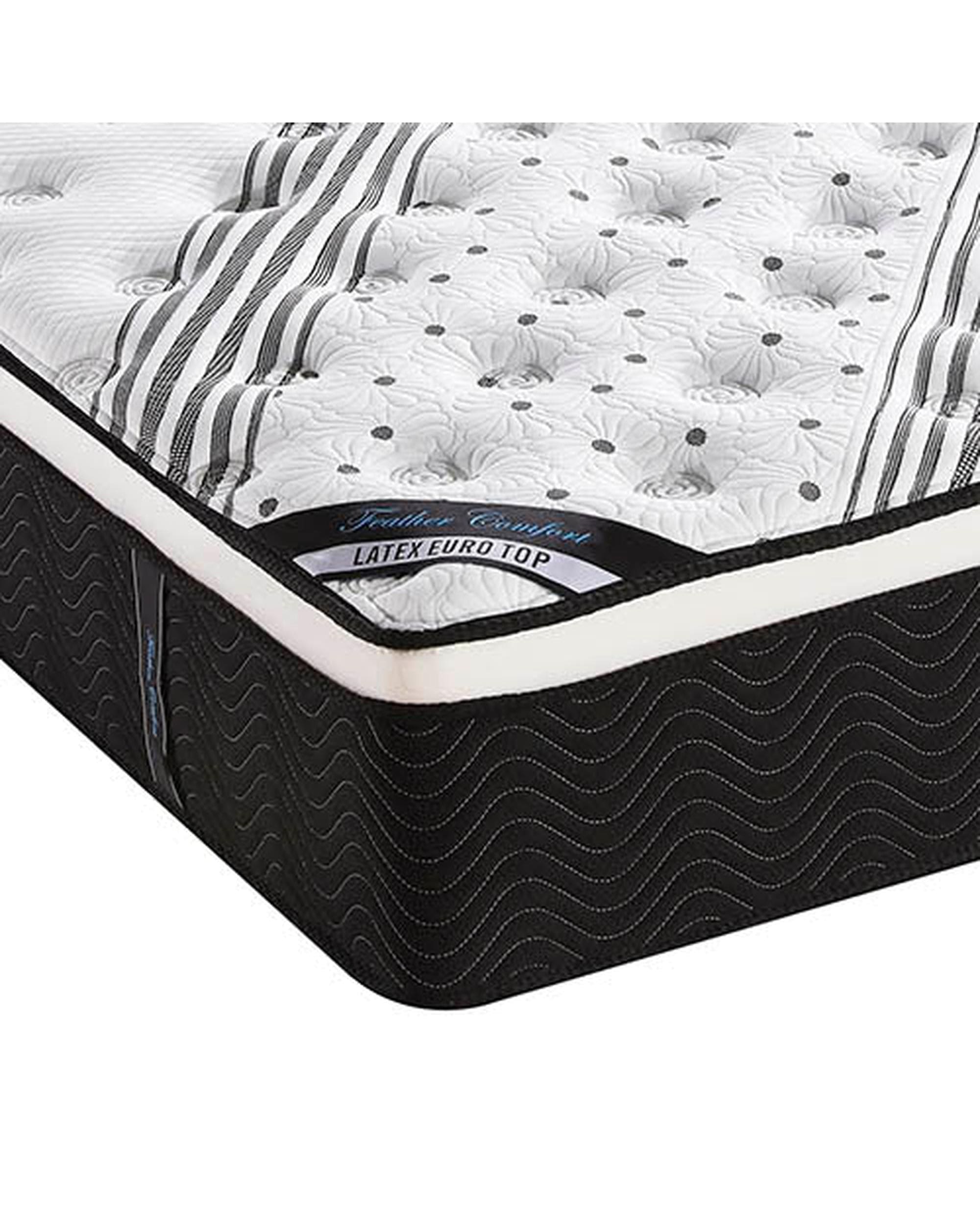 Feather Comfort Mattresses Exclusive Latex Euro Top Individual Pocket Spring Medium Firm 33cm Thick Queen Mattress