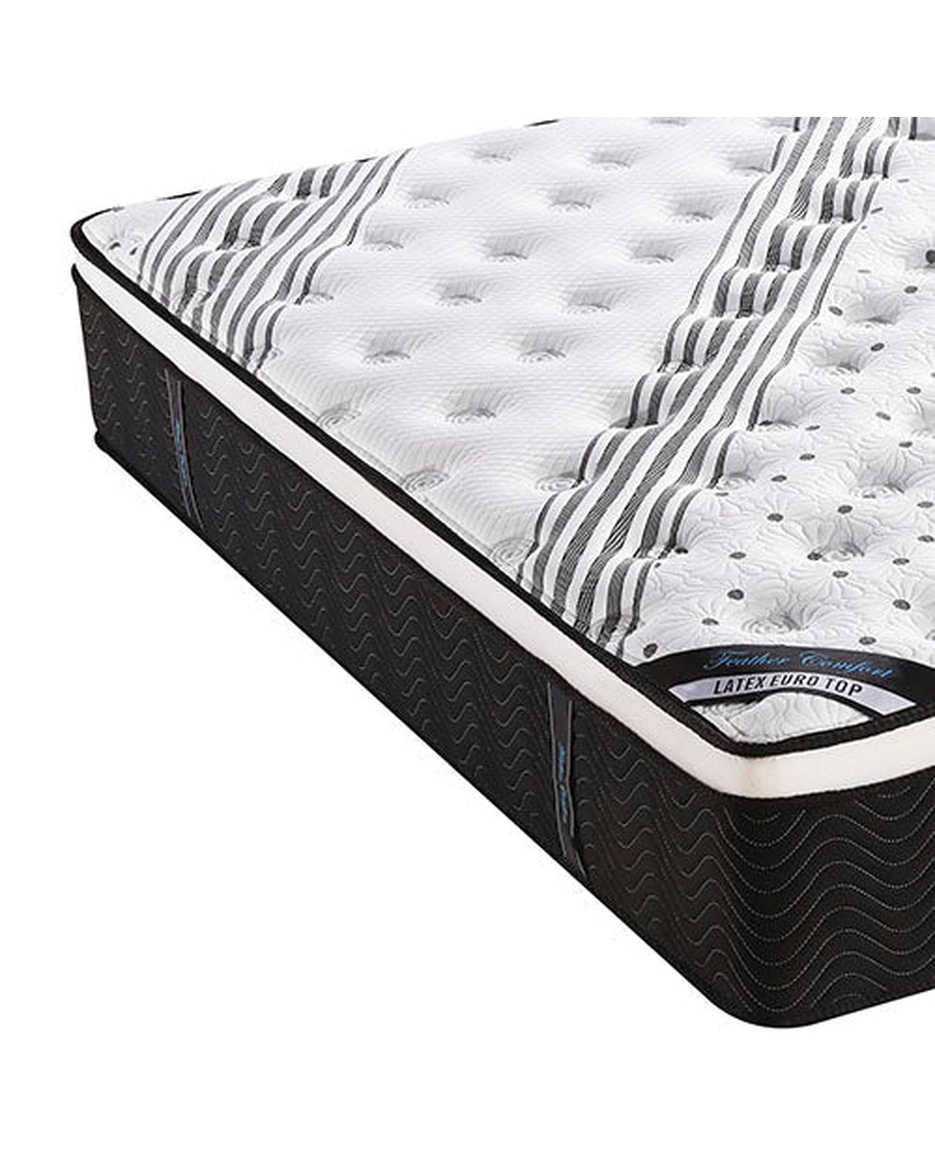 Feather Comfort Mattresses Exclusive Latex Euro Top Individual Pocket Spring Medium Firm 33cm Thick Queen Mattress