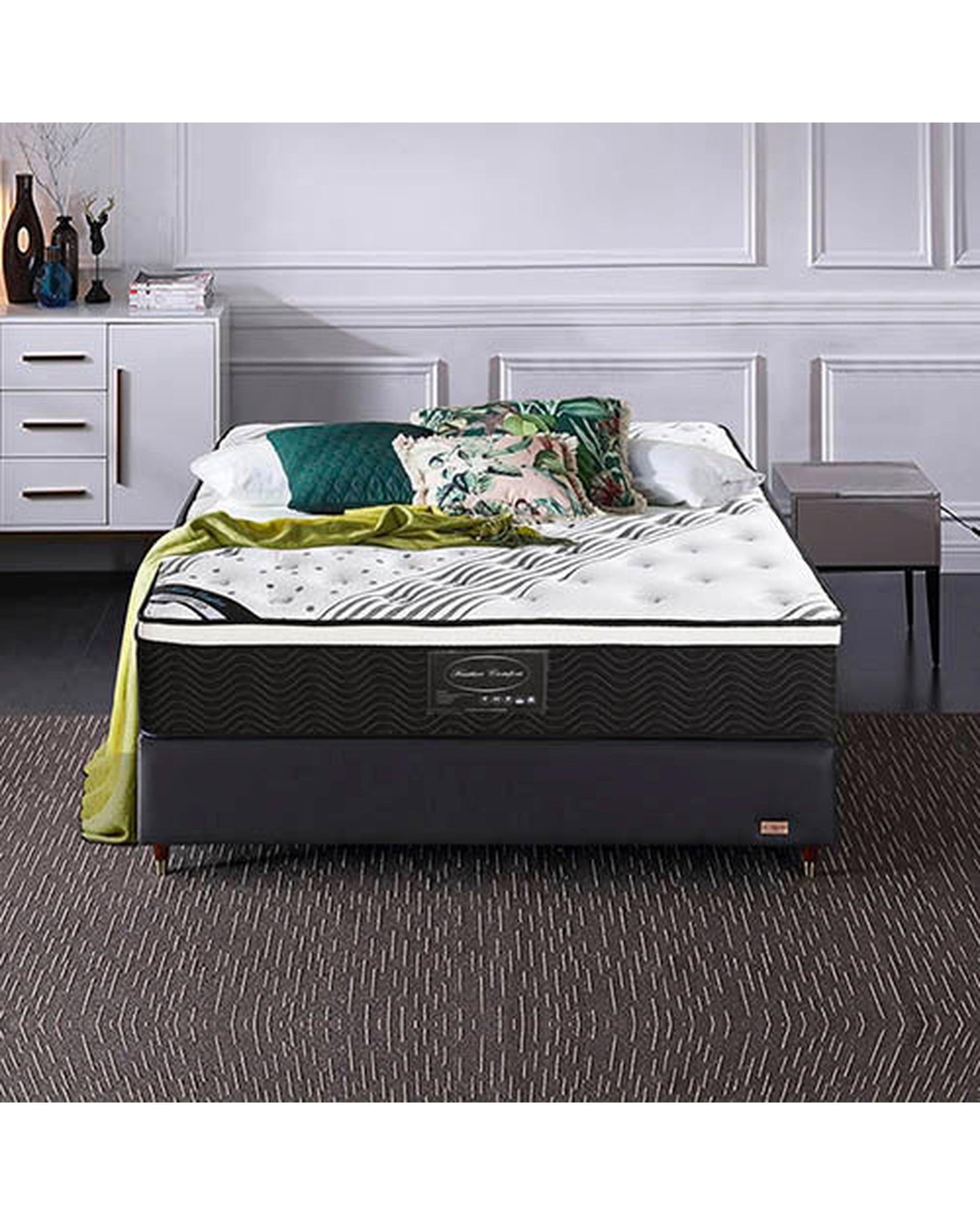 Feather Comfort Mattresses Exclusive Latex Euro Top Individual Pocket Spring Medium Firm 33cm Thick Queen Mattress