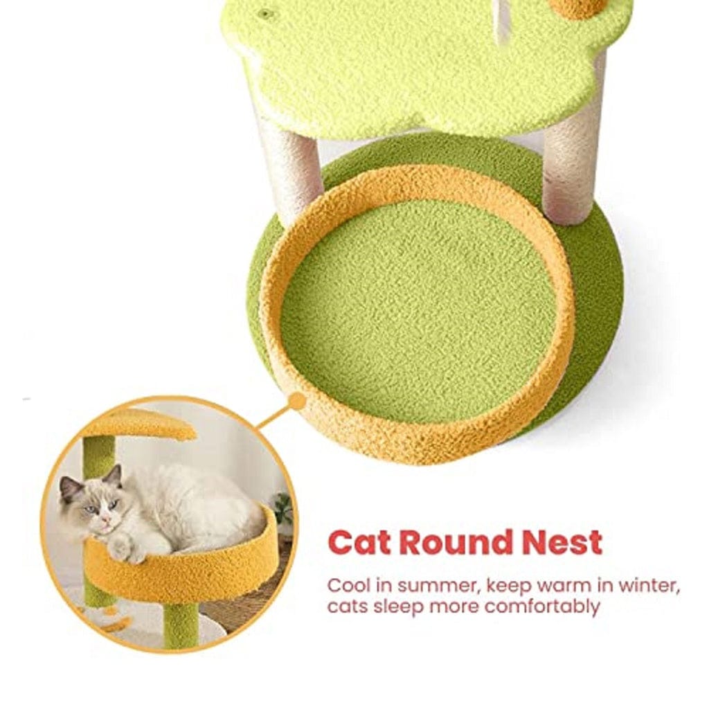 FLOOFI Cat Tower Floofi 101cm Galaxy Plush Cat Condo Cat Tree Yellow Green