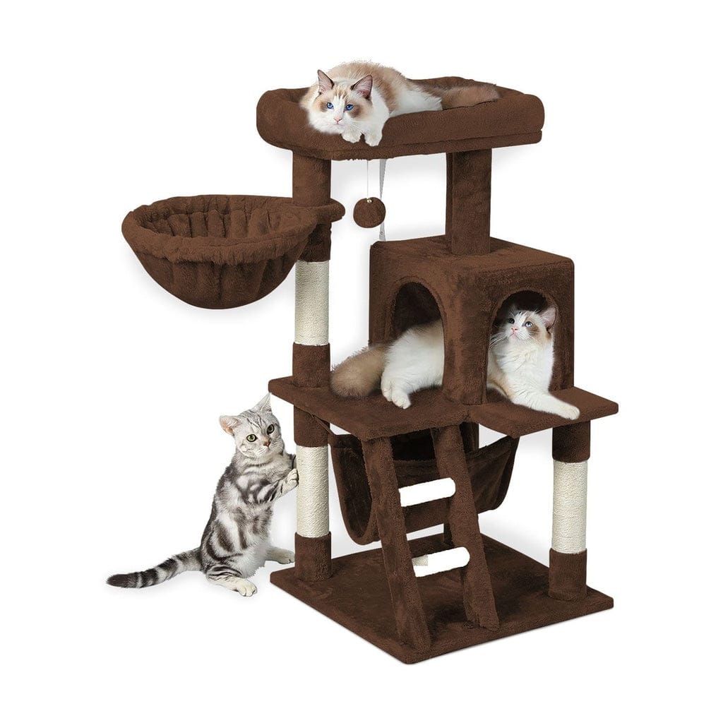 FLOOFI Cat Tower Floofi 104cm Plush Cat Condo Cat Tree Brown
