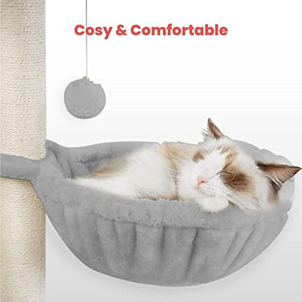 FLOOFI Cat Tower Floofi 104cm Plush Cat Condo Cat Tree Light Grey