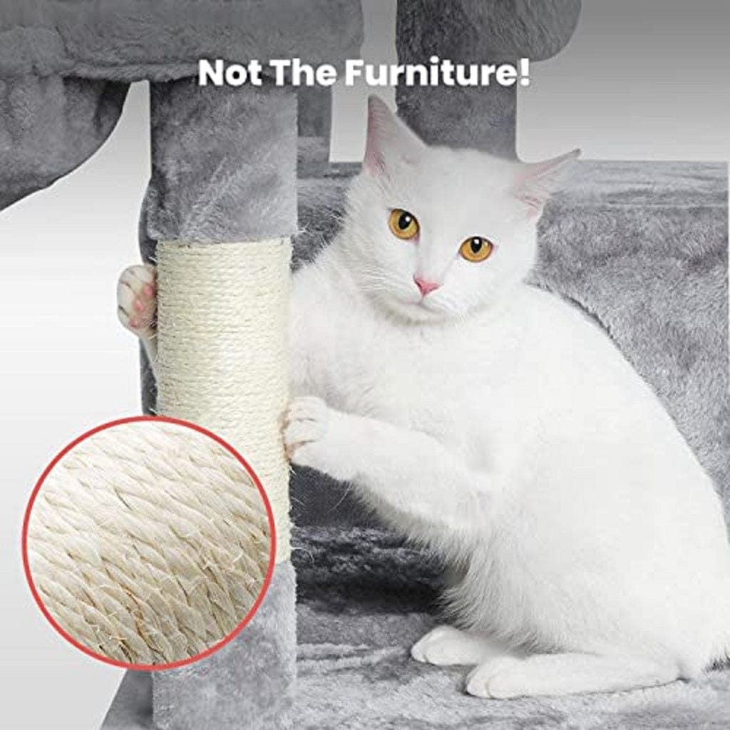 FLOOFI Cat Tower Floofi 104cm Plush Cat Condo Cat Tree Light Grey