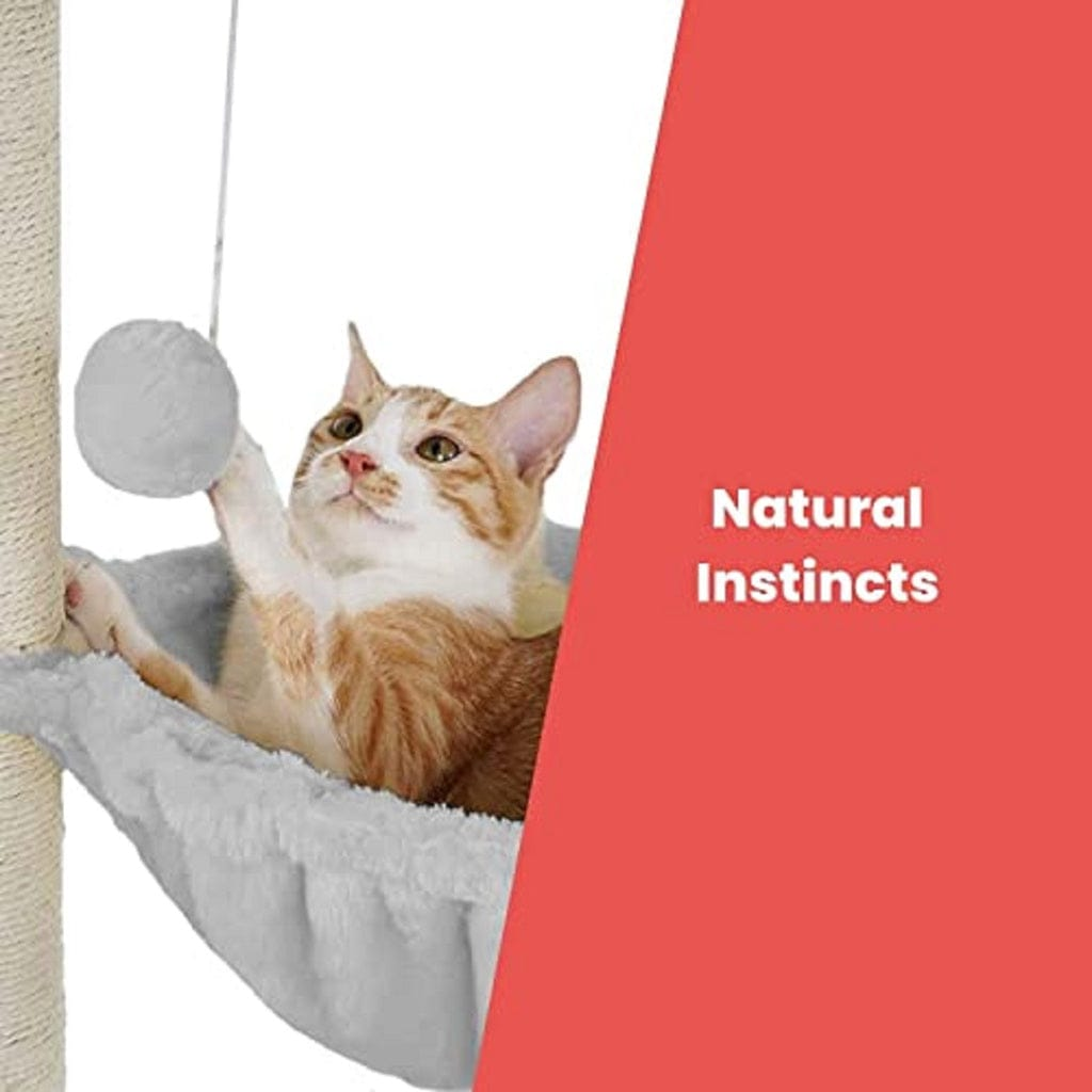 FLOOFI Cat Tower Floofi 104cm Plush Cat Condo Cat Tree Light Grey
