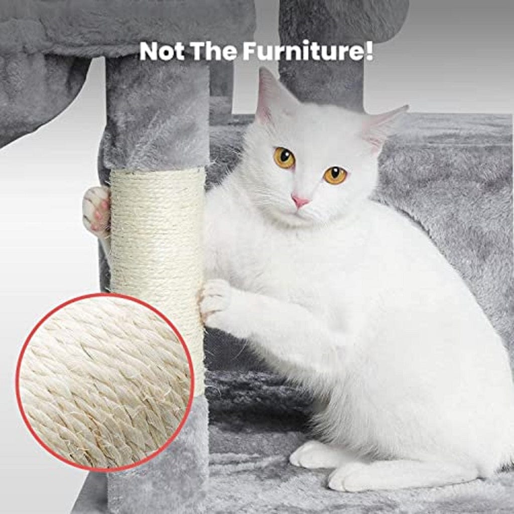 FLOOFI Cat Tower Floofi 104cm Plush Cat Condo Cat Tree Light Grey
