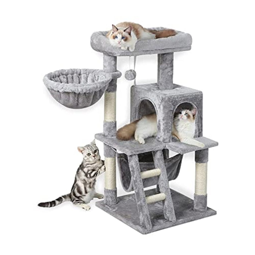 FLOOFI Cat Tower Floofi 104cm Plush Cat Condo Cat Tree Light Grey