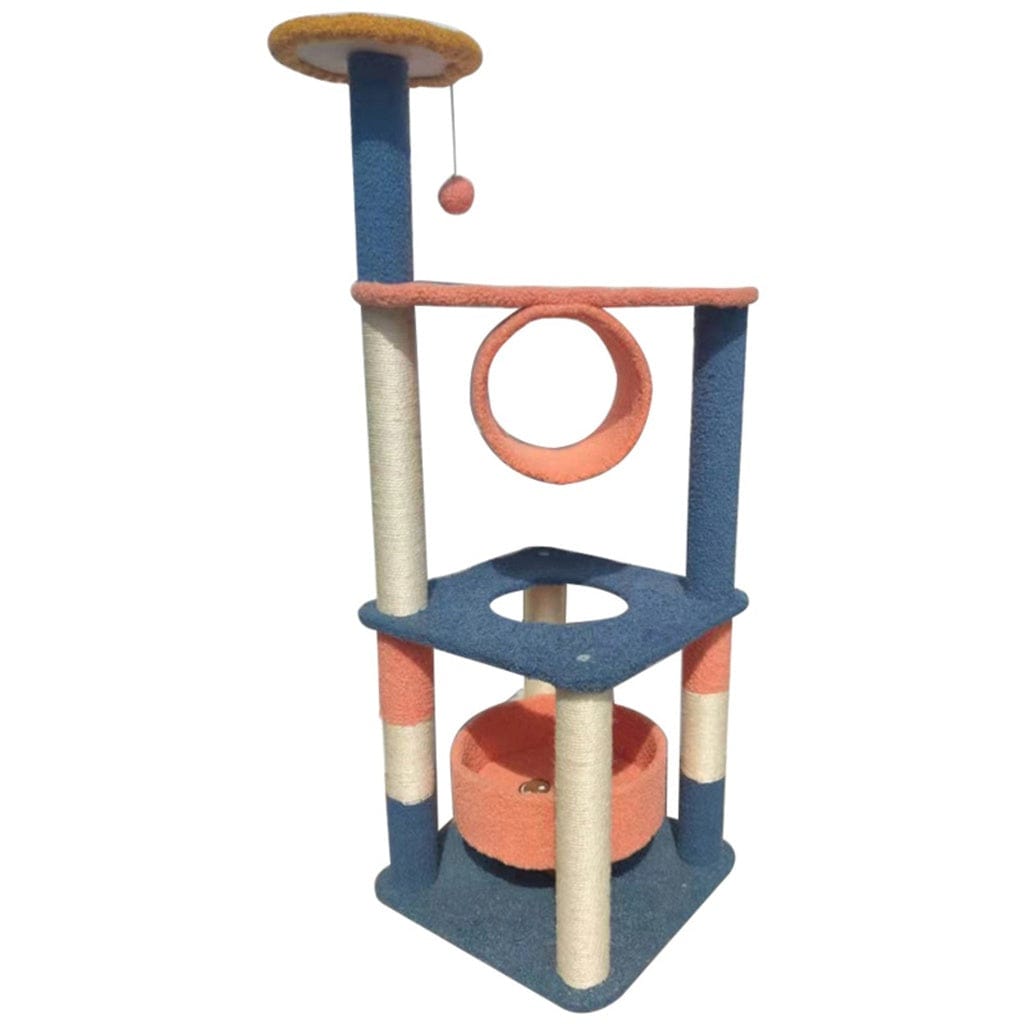 FLOOFI Cat Tower Floofi 110cm Emoji Plush Cat Condo Cat Tree Blue Red