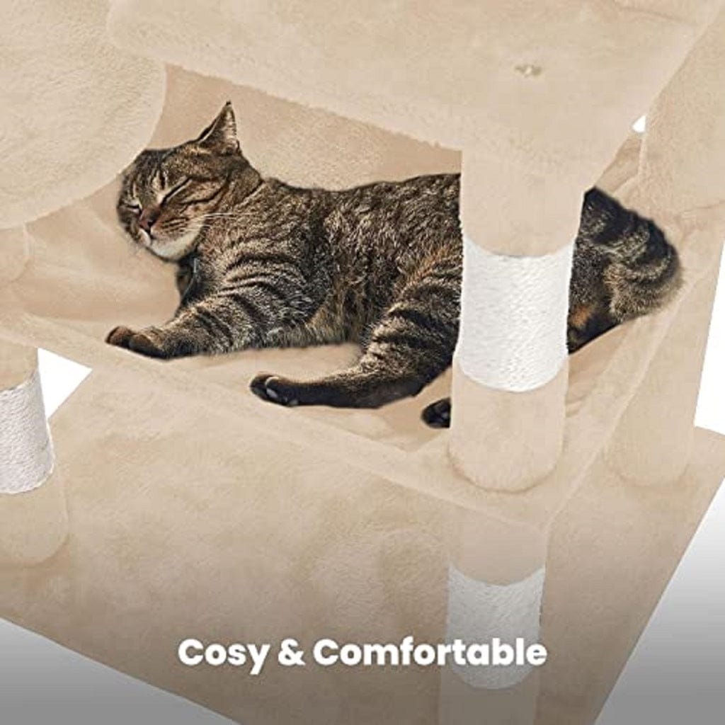 FLOOFI Cat Tower Floofi 118cm Plush Cat Condo Cat Tree Beige