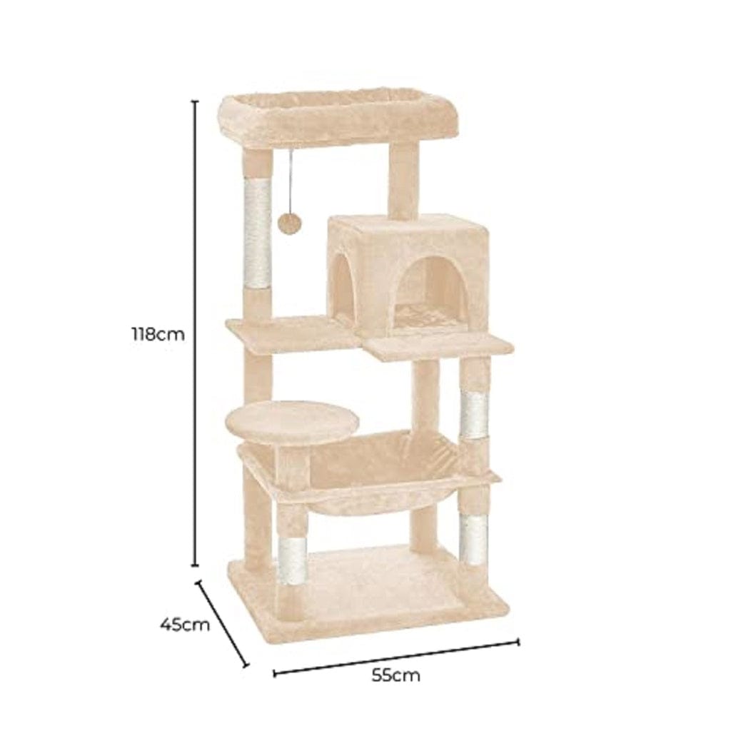 FLOOFI Cat Tower Floofi 118cm Plush Cat Condo Cat Tree Beige