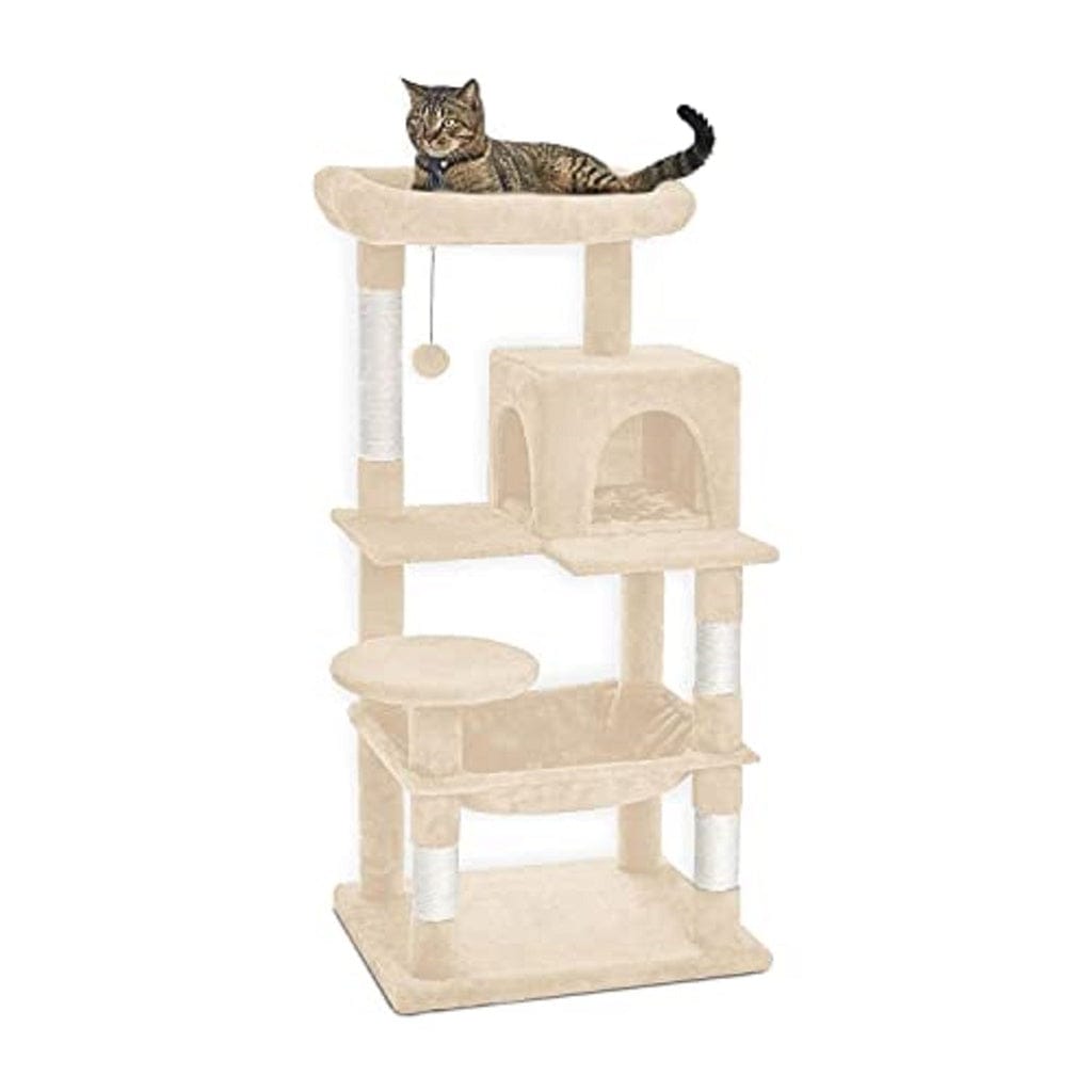 FLOOFI Cat Tower Floofi 118cm Plush Cat Condo Cat Tree Beige