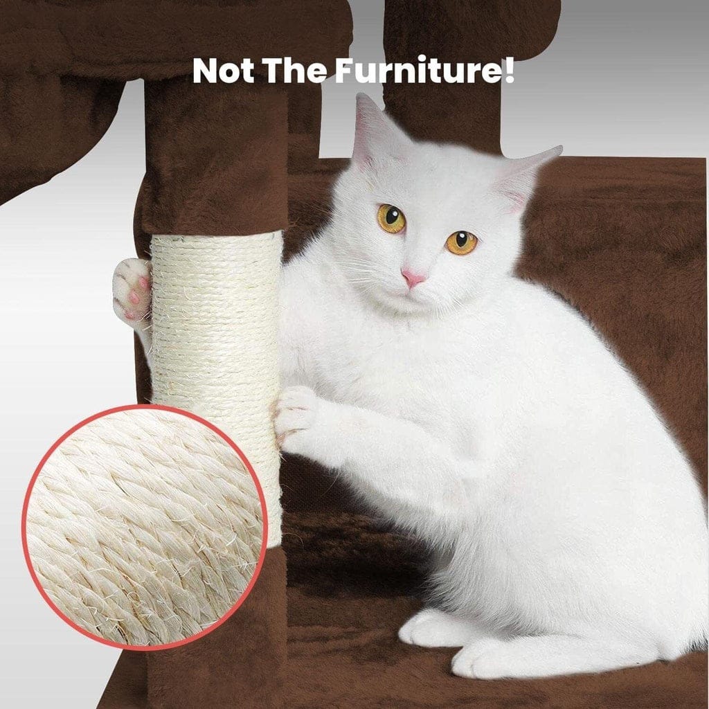 FLOOFI Cat Tower Floofi 118cm Plush Cat Condo Cat Tree Brown