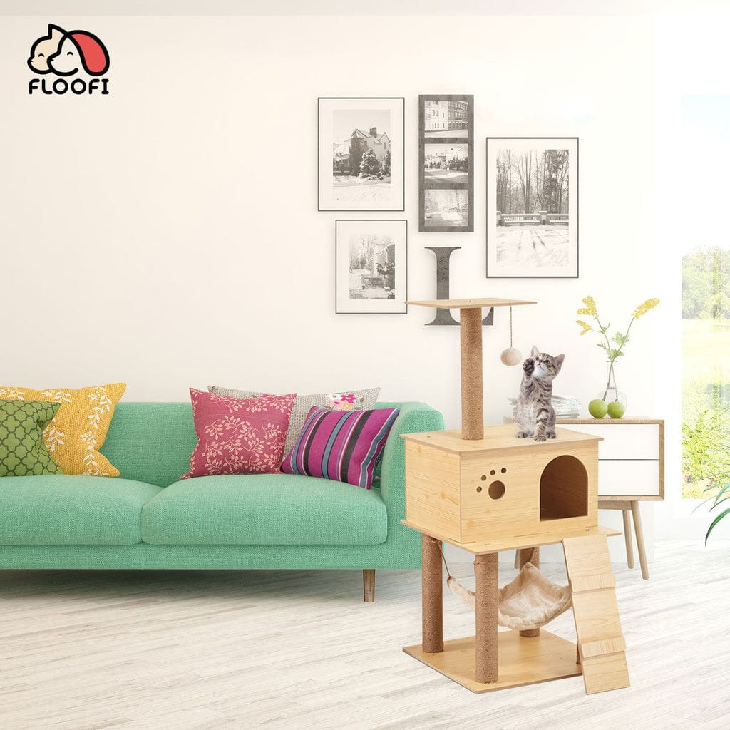 FLOOFI Cat Tower FLOOFI 130cm Wooden Cat Tree