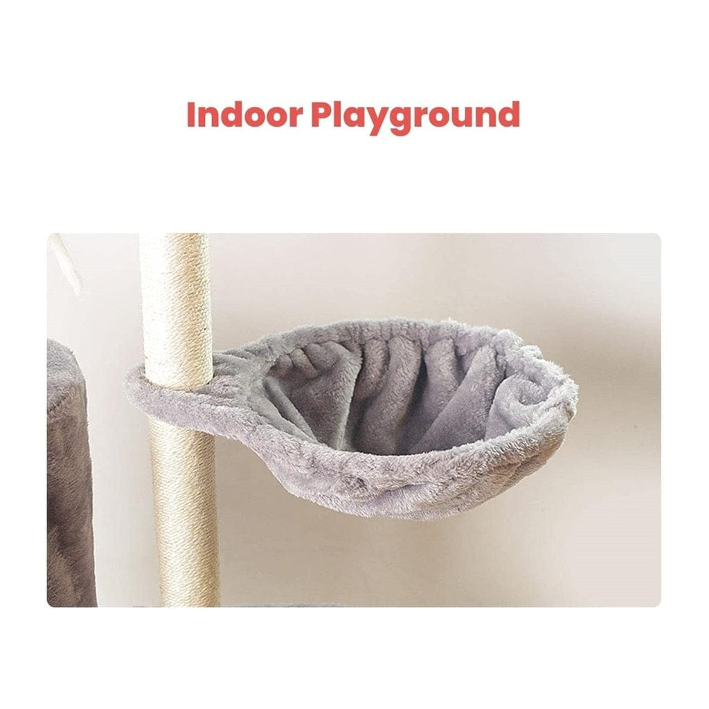 FLOOFI Cat Tower Floofi 138cm 5 Layer Plush Cat Condo Cat Tree Light Grey