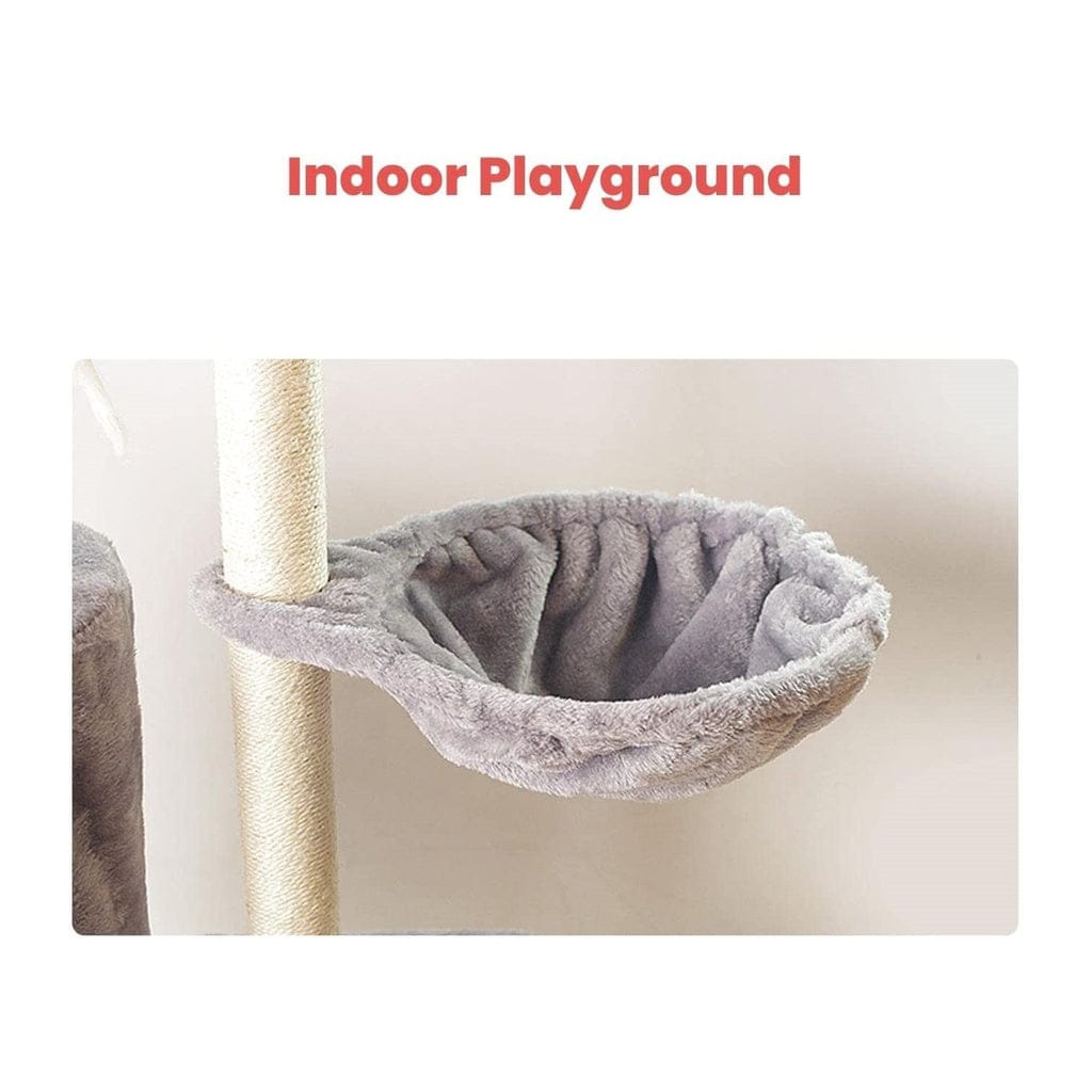 FLOOFI Cat Tower Floofi 138cm 5 Layer Plush Cat Condo Cat Tree Light Grey