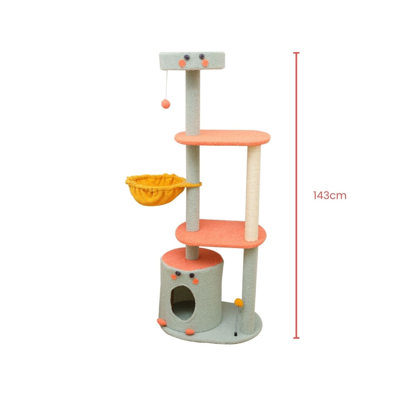 FLOOFI Cat Tower Floofi 143cm Dinosaur Cat Condo Cat Tree Green