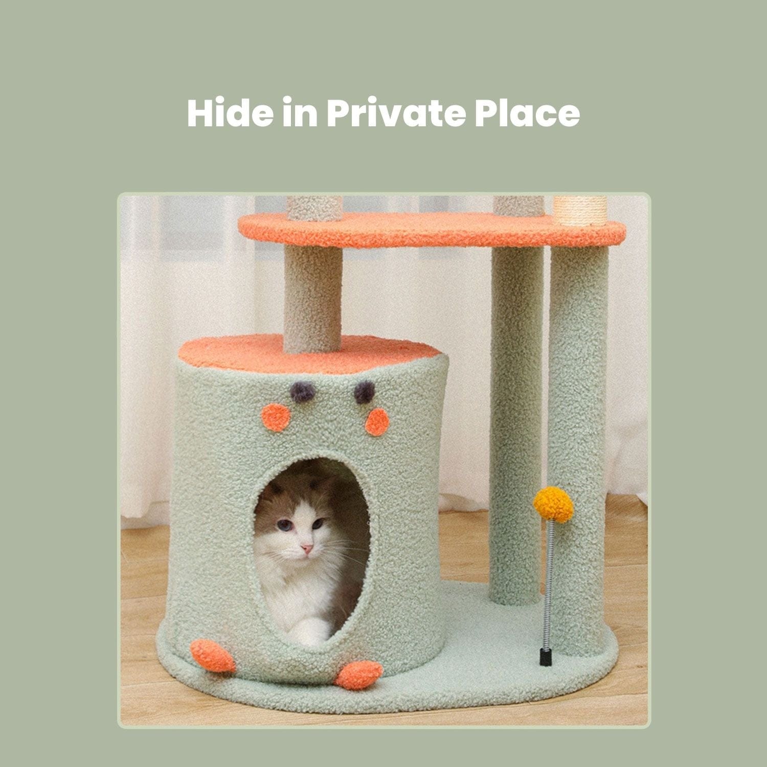 FLOOFI Cat Tower Floofi 143cm Dinosaur Cat Condo Cat Tree Green