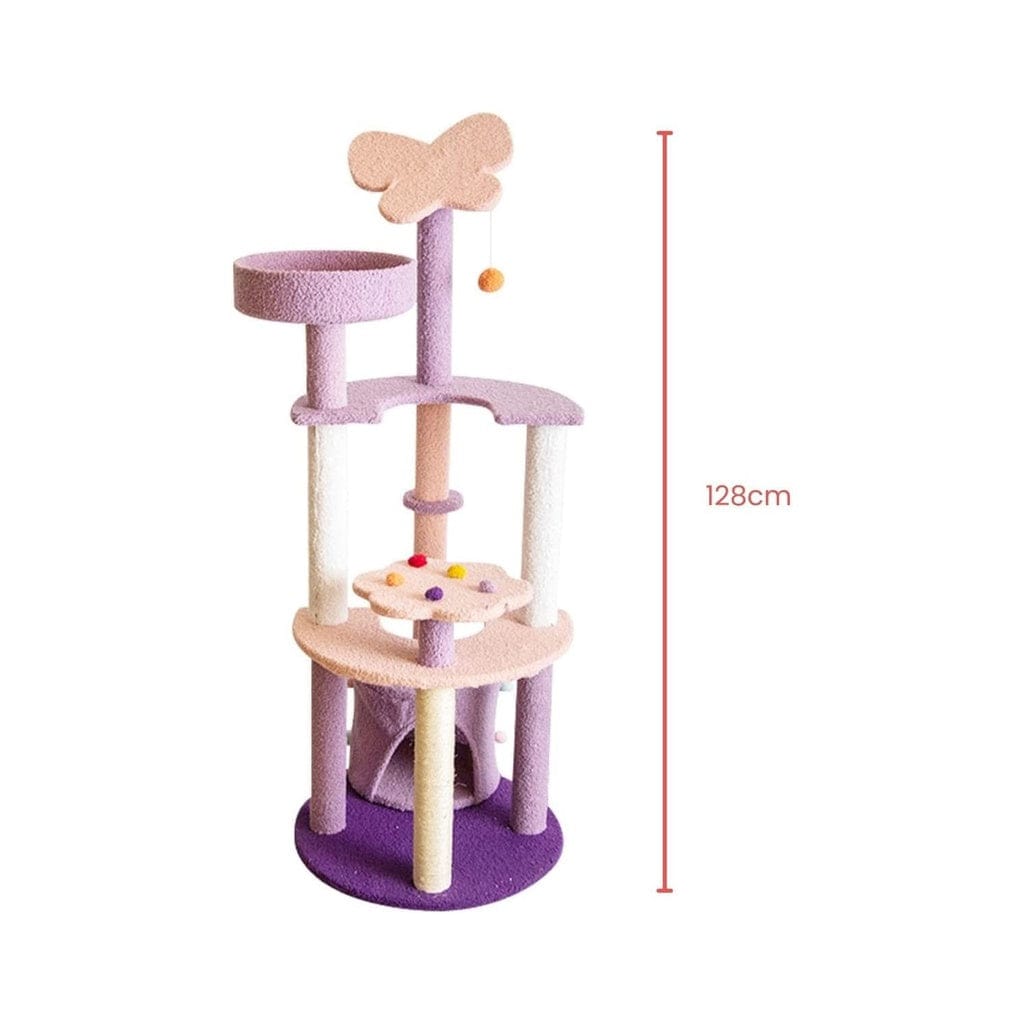 FLOOFI Cat Tower Floofi 160cm Butterfly Plush Cat Condo Cat Tree Pink Purple