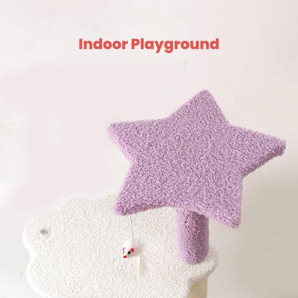 FLOOFI Cat Tower Floofi 61cm Galaxy Plush Scratching Post Cat Tree Pink Purple