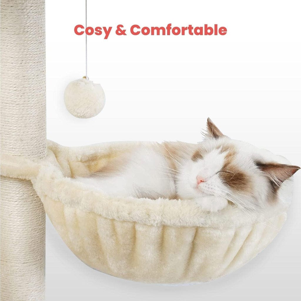 FLOOFI Cat Tower Floofi 97cm Adjustable Base Plush Cat Tree Beige