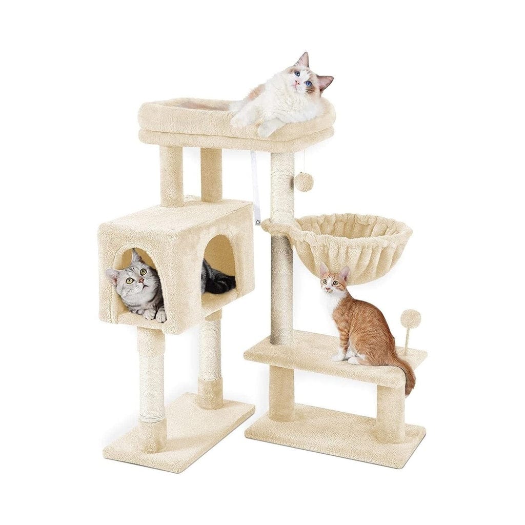 FLOOFI Cat Tower Floofi 97cm Adjustable Base Plush Cat Tree Beige