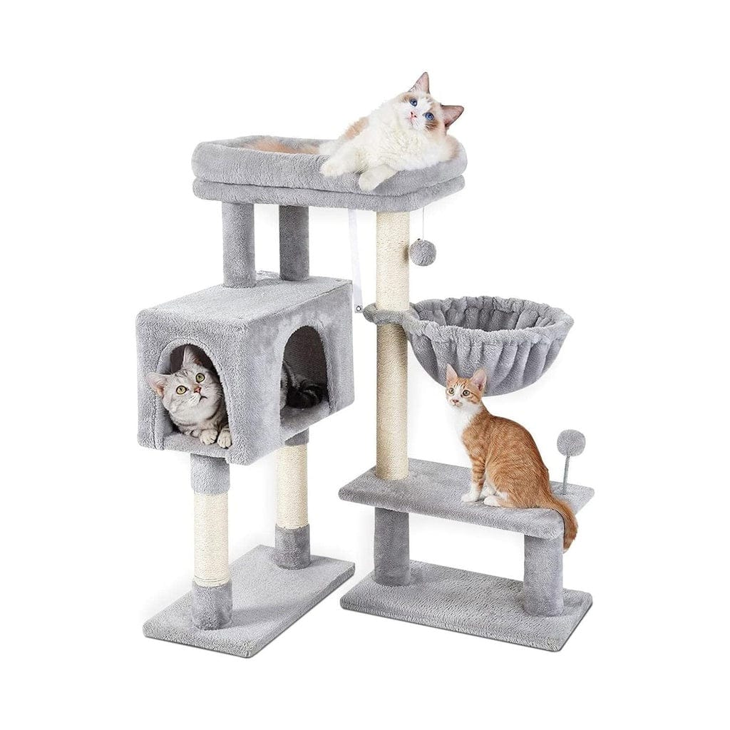 FLOOFI Cat Tower Floofi 97cm Adjustable Base Plush Cat Tree Light Grey