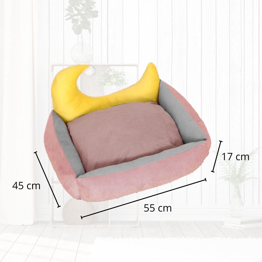 FLOOFI Cat Bed Floofi Pet Bed Moon Design (M Blue)