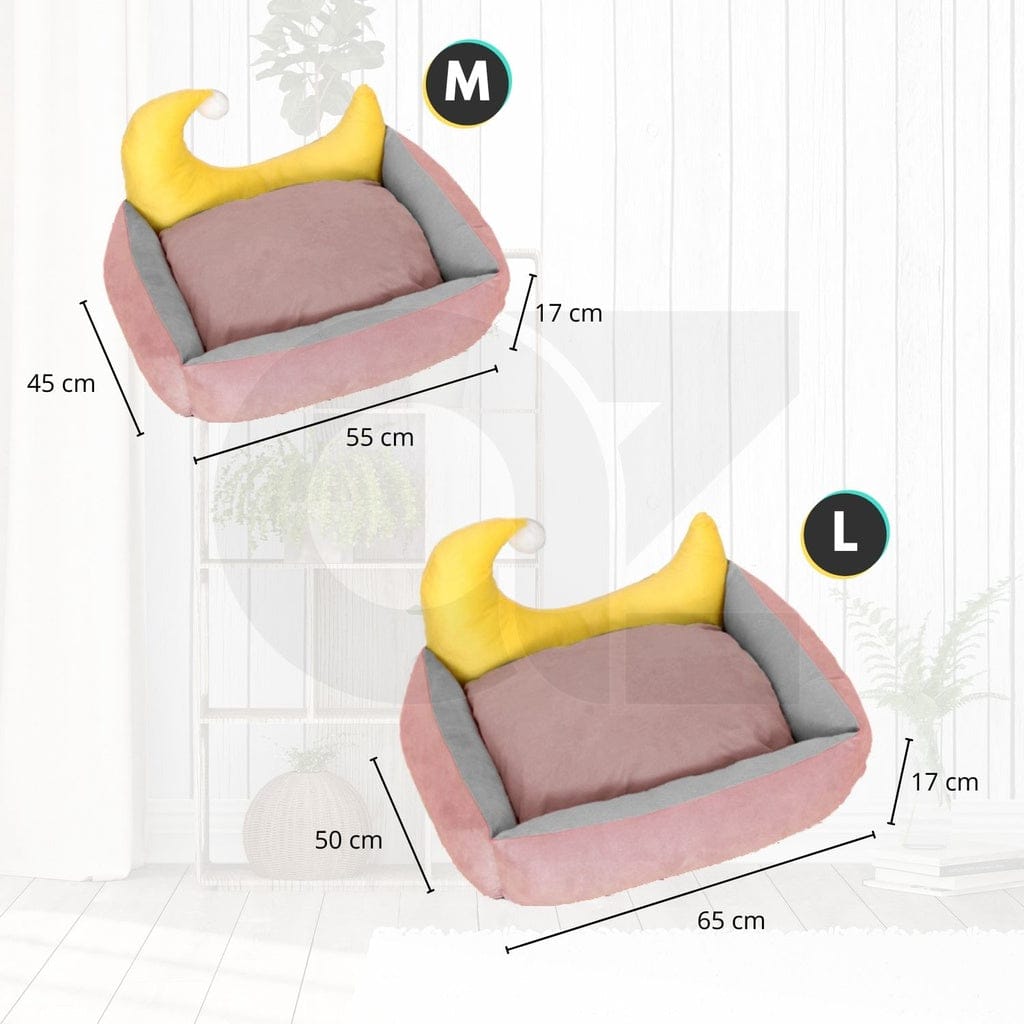 FLOOFI Cat Bed Floofi Pet Bed Moon Design (M Blue)