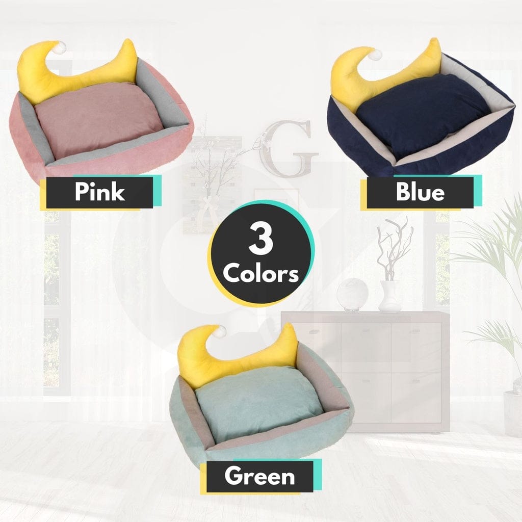 FLOOFI Cat Bed Floofi Pet Bed Moon Design (M Blue)