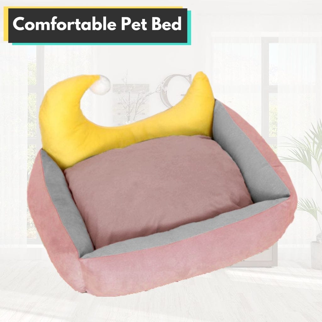 FLOOFI Cat Bed Floofi Pet Bed Moon Design (M Blue)