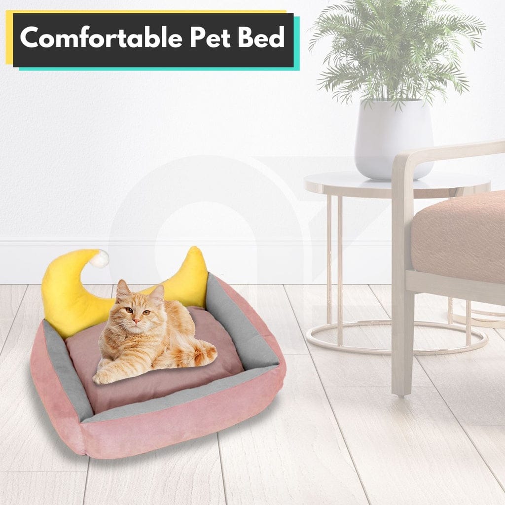 FLOOFI Cat Bed Floofi Pet Bed Moon Design (M Blue)