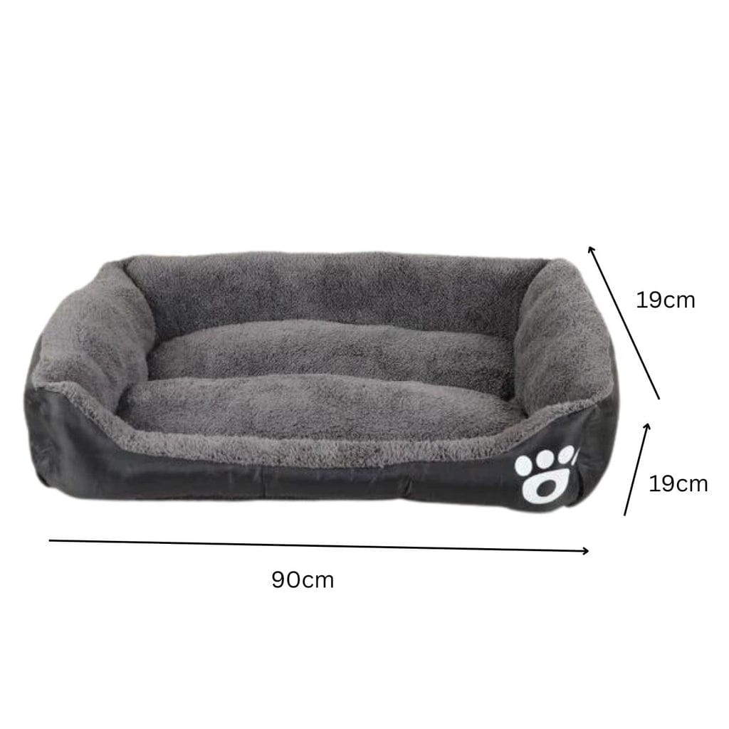 FLOOFI Indoor Dog Bed FLOOFI Pet Bed Square L Size Comfy Washable Black and Dark Grey
