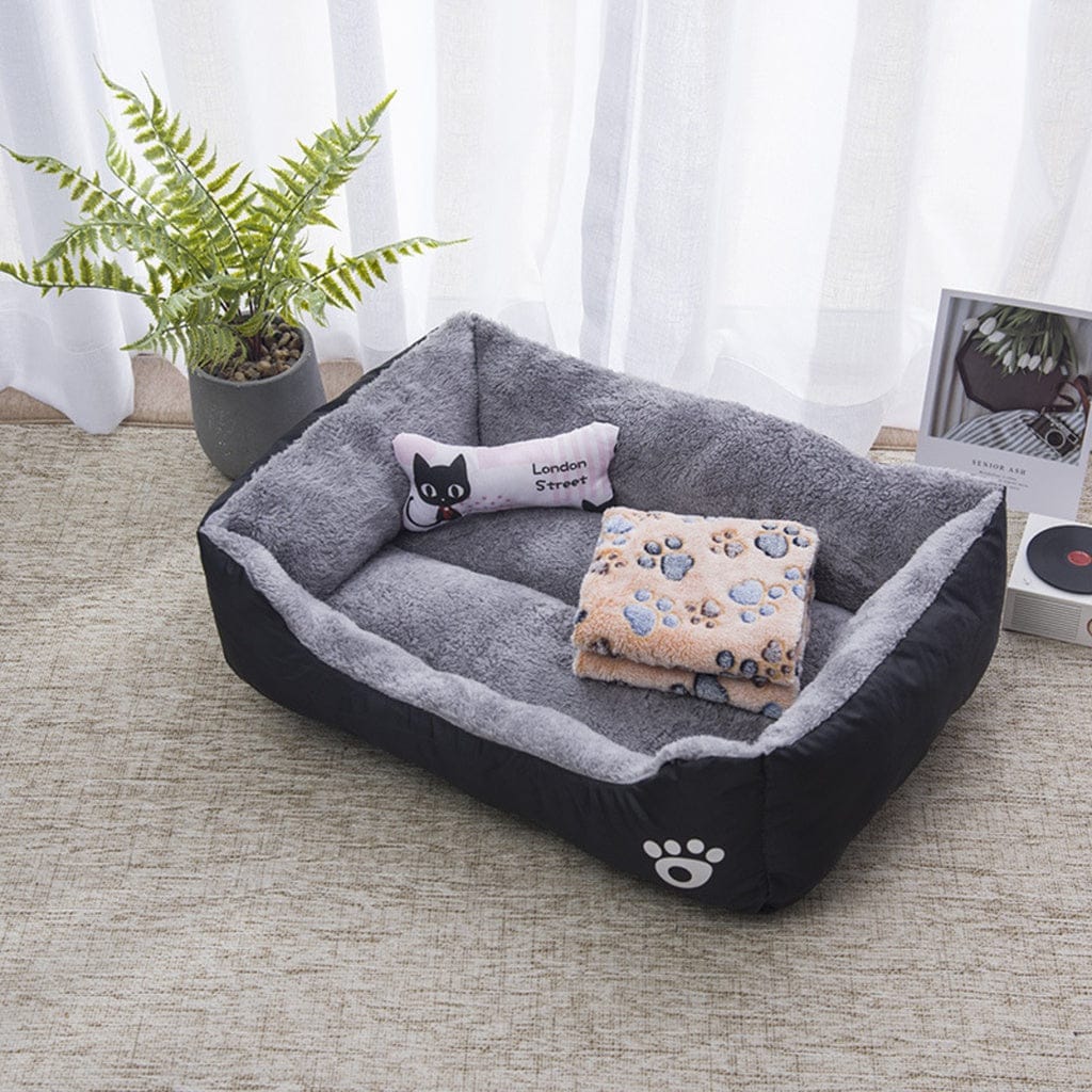 FLOOFI Indoor Dog Bed Floofi Pet Bed Square XL Size (Black)