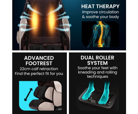FORTIA Massage Chair FORTIA Cloud 9 MkII Electric Massage Chair Full Body Zero Gravity with Heat and Bluetooth, Cream/Brown