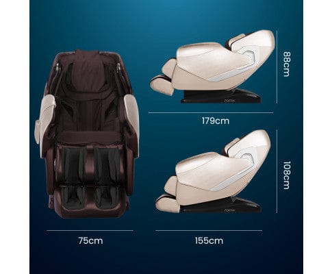 FORTIA Massage Chair FORTIA Cloud 9 MkII Electric Massage Chair Full Body Zero Gravity with Heat and Bluetooth, Cream/Brown