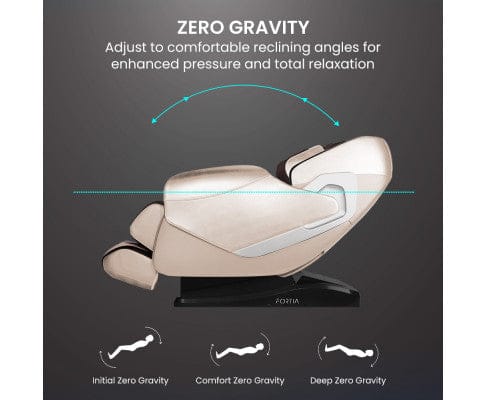 FORTIA Massage Chair FORTIA Cloud 9 MkII Electric Massage Chair Full Body Zero Gravity with Heat and Bluetooth, Cream/Brown