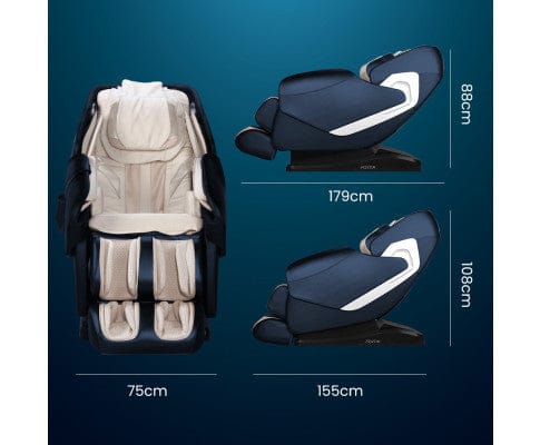 FORTIA Massage Chair FORTIA Cloud 9 MkII Electric Massage Chair Full Body Zero Gravity with Heat and Bluetooth Navy Blue/Cream