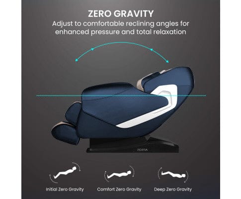FORTIA Massage Chair FORTIA Cloud 9 MkII Electric Massage Chair Full Body Zero Gravity with Heat and Bluetooth Navy Blue/Cream