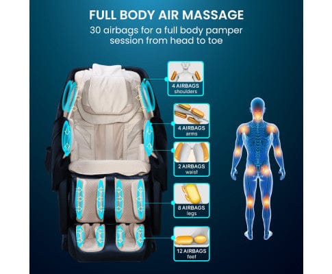 FORTIA Massage Chair FORTIA Cloud 9 MkII Electric Massage Chair Full Body Zero Gravity with Heat and Bluetooth Navy Blue/Cream