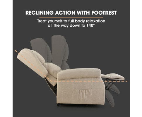 FORTIA Massage Chair FORTIA Electric Recliner Lift Heat Chair for Elderly, Massage, Heat Therapy, Aged Care, Beige
