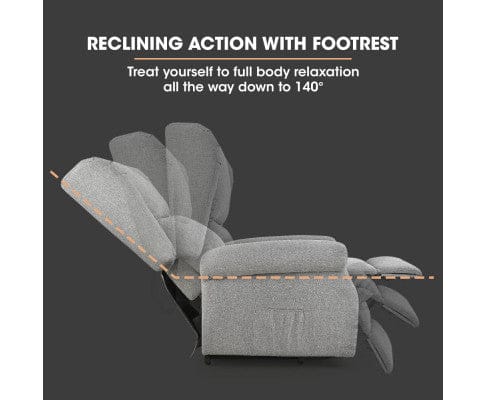 FORTIA Massage Chair FORTIA Electric Recliner Lift Heat Chair for Elderly, Massage, Heat Therapy, Aged Care, Grey