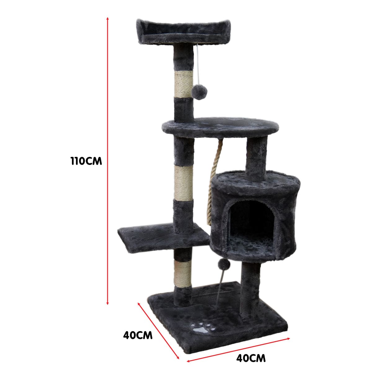 Furtastic Cat Tower Furtastic 110cm Cat Tree Scratching Post - Dark Grey