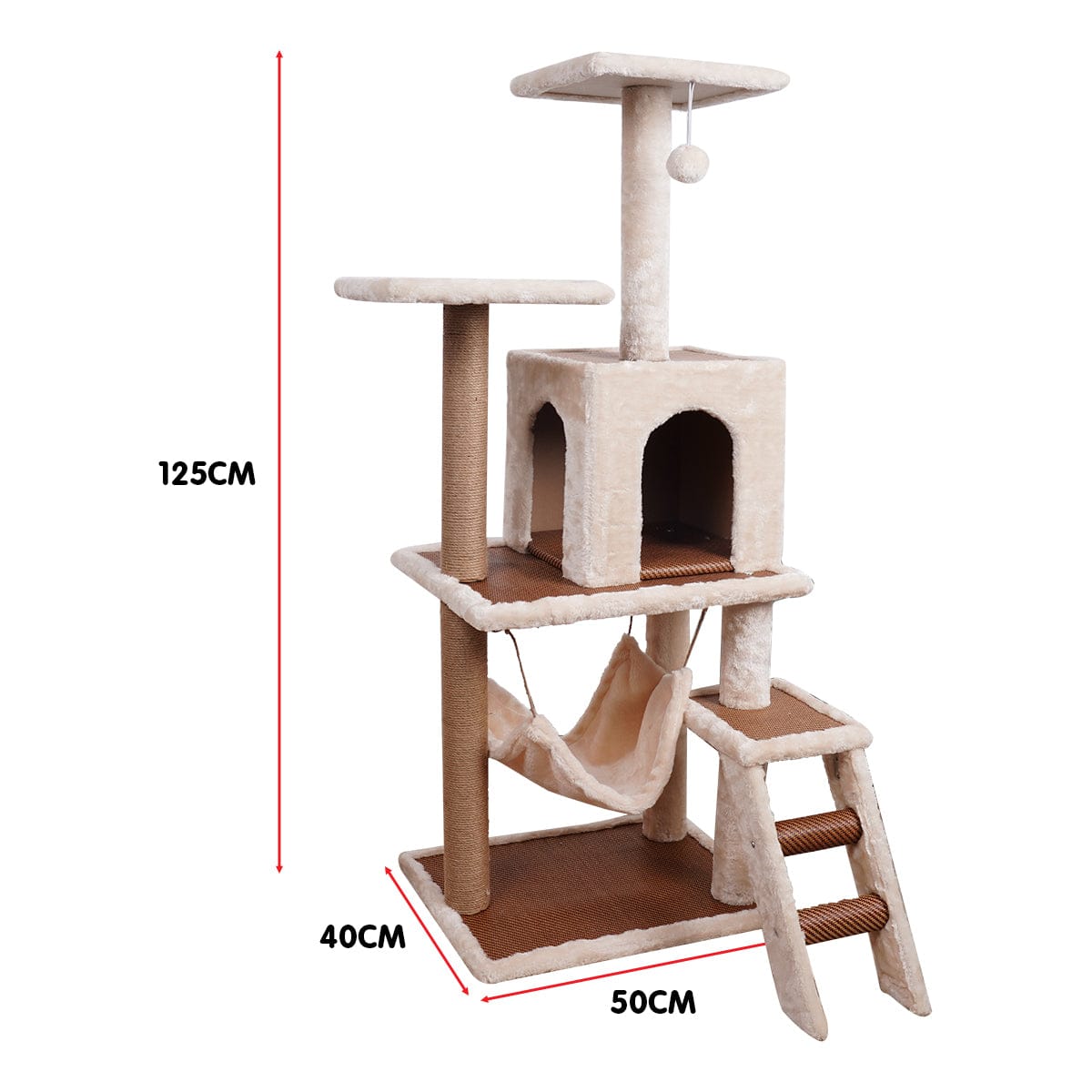 Furtastic Cat Tower Furtastic 125cm Cat Tree Scratching Post - Beige