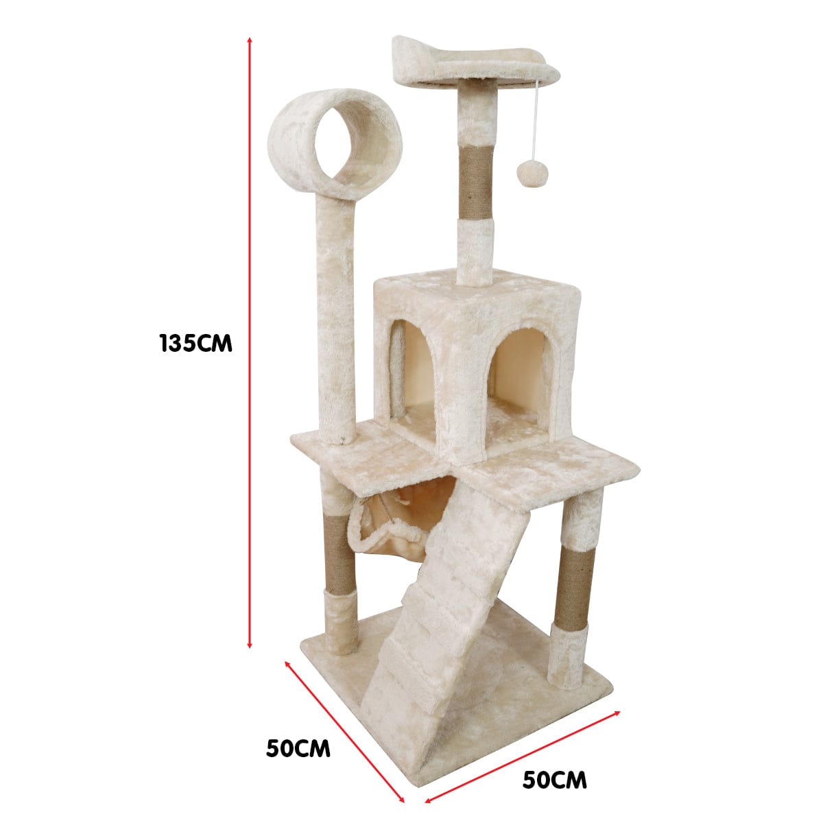 Furtastic Cat Tower Furtastic 135cm Cat Tree Scratching Post - Beige